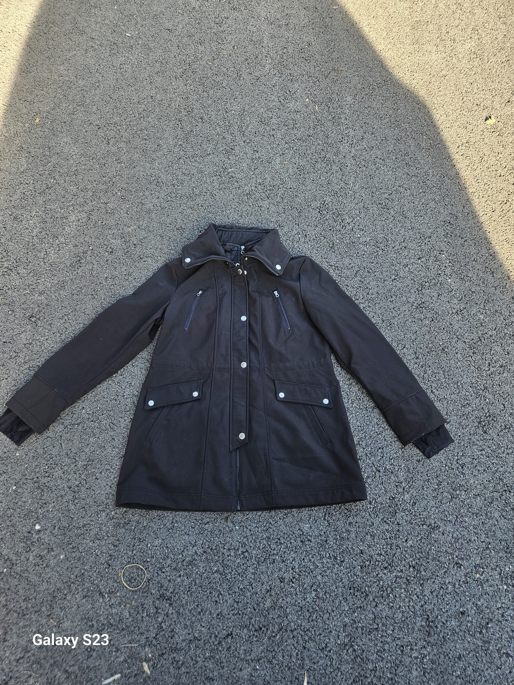 Nautica Women’s XL Black Softshell Utility Coat Jacket Full Zip Snap Front